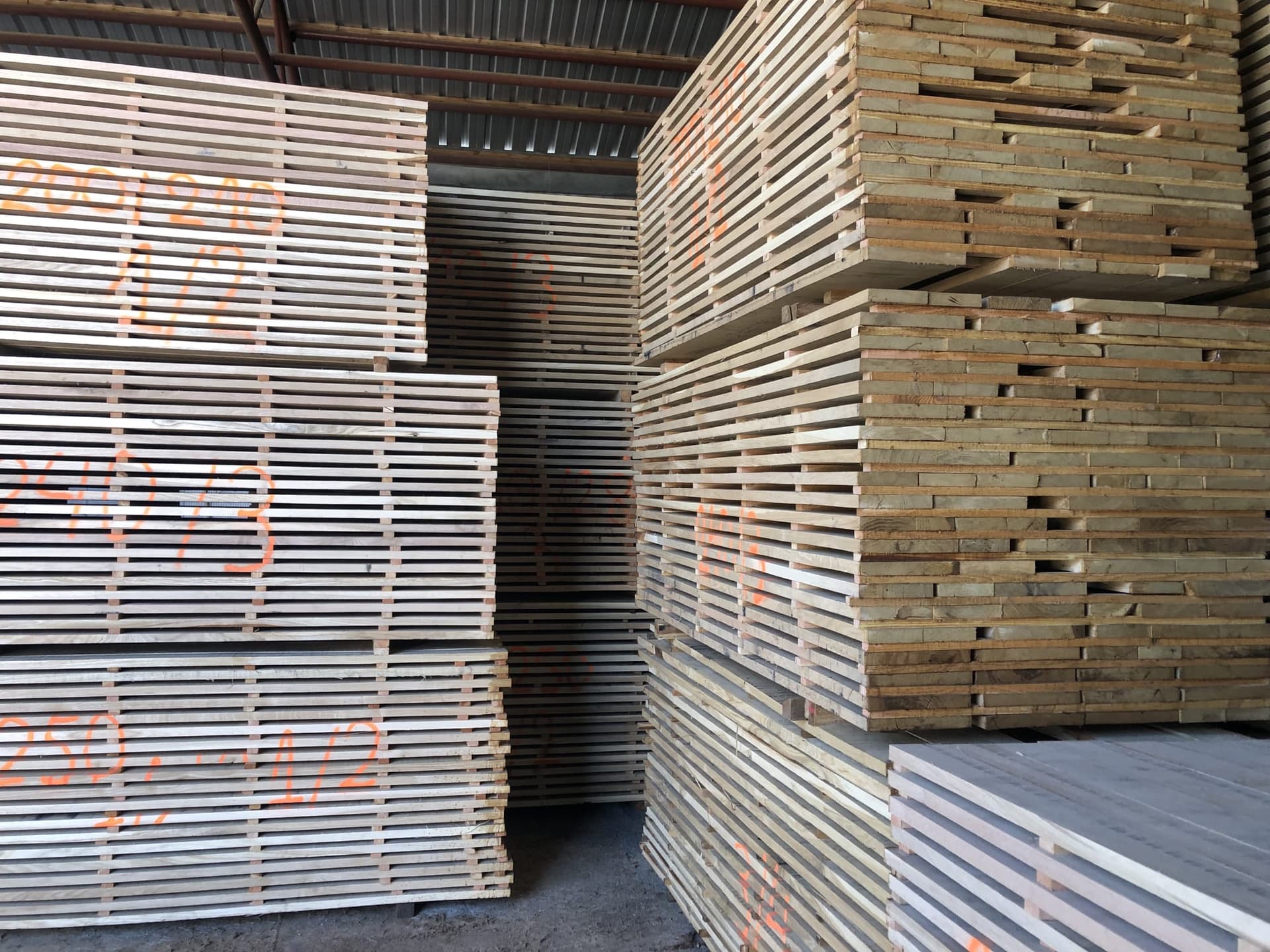 Board stacks with dimensions marked on the end faces